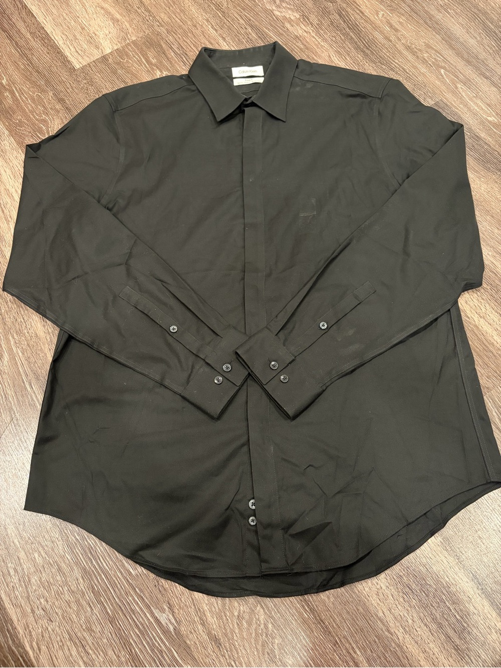 Calvin Klein Solid Black Long Sleeve Dress Shirt